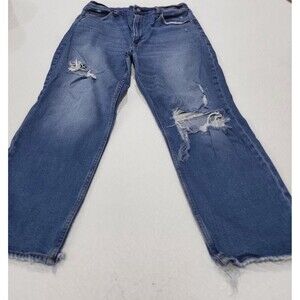 Abercrombie & Fitch The Ankle Straight Jeans 32/14R Ultra High Rise Distressed